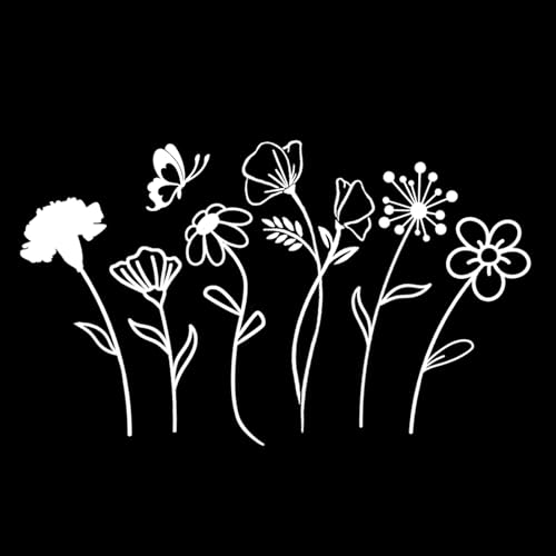 Image of 1Sheet Birth Month Flower Decal,Wildflower Decals,Boho Car Decal, Floral Vinyl Decal Gift for Plant Lovers /Gifts for Mom, Floral Car Decal, Mother's Day Gift |4.8 inch Wide(White)