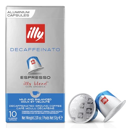 illy Coffee - Decaf Espresso Coffee Pods - Medium Roast - 100% Decaffeinated Arabica Coffee Beans - Nespresso Compatible illy Coffee Capsules - Pack of 10