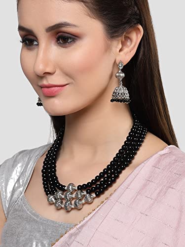 Image of Karatcart Gold Plated Green Crystal and Pearl Studded Kundan Rani-Haar Necklace Set for Women