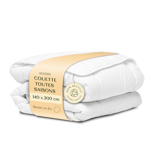 Wendre Couette Tempérée 140x200 cm – 300 g/m² Mi-Saison, Microfibre Respirante – Anti-Acarien, Certifiée Oeko-TEX, Fabriquée en Europe, 1 Personne