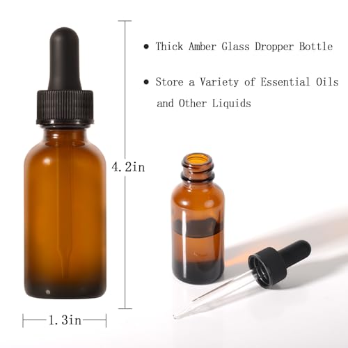 Stellacare 4 Packs,Amber Dropper Bottles 1Oz For Hair Eye Dropper Small Oil Dropper Bottle Glass Vials Leak Proof Travel Bottles thumb #1