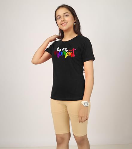 Image of KYDA KIDS Girls 100% Pure Cotton Printed T-Shirt Round Neck Short Sleeve Regular Fit Soft Breathable Casual Tops Summer Wear Daily Comforts -Pack of 3