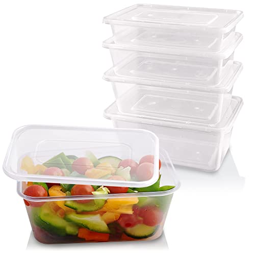 Sabco - 50pcs 650ml Clear Plastic Microwave Containers With Lids - Food Tubs Ideal For Takeaways & Restaurants - BPA Free Freezer Safe & Microwavable
