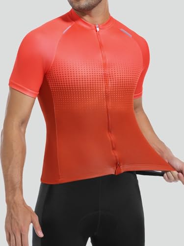 qualidyne Camisa de ciclismo masculina manga curta com zíper completo com 4 bolsos