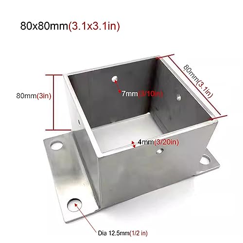 Base d'ancrage poteau acier inoxydable 80x80 pour garde-corps terrasse - 4