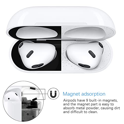 Dust Guard For Apple Airpods 3 Case Box, Senbos Metal Sticker Protection Film Dust-Proof For Airpods 3Rd Generation, Ultra Slim, Luxurious Looking, Protect From Iron/Metal Shavings (Black) #TOP5