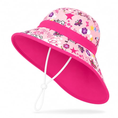 Image of VRITRAZ Sun Protection UPF50+ Bucket Hat Toddler Summer Beach Play Hats with Neck Flap for Girl, Boy, Kids Summer Hat, Bucket Hat for Kids Ages 3-10 Years