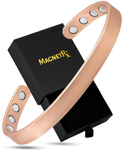 MagnetRX Magnetic Copper Bracelet Cuff Elegant Pure Copper Bangle Unisex Magnetic Bracelets for Men & Women (Large)