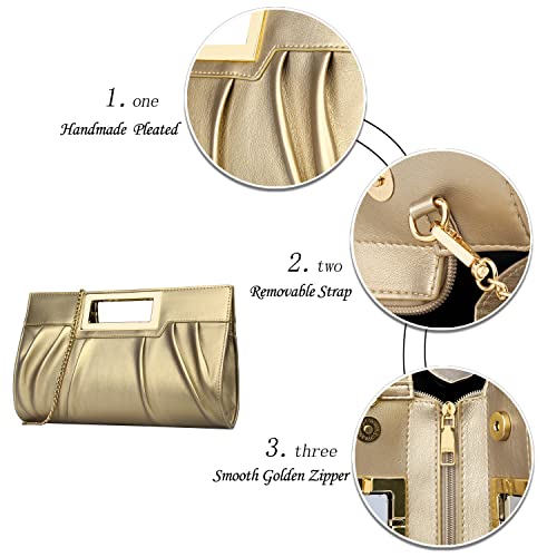 Image of KKXIU Women Clutch Purse Elegant Pleated Evening Bag for Wedding Prom Bridal with Chain Strap