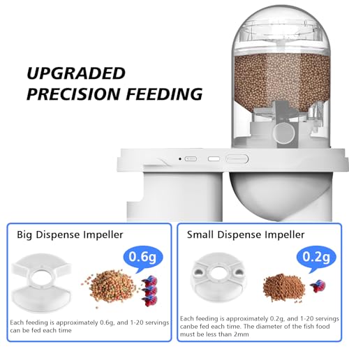Smart Futterautomat Aquarium Automat Fische Futterspender mit 2.5K Kamera, App-Steuerung über WiFi/WLAN große, 230ML Groß Kapazität Fischfutter Feeder, Feuchtigkeitsbeständiger Urlaubsfutterspender