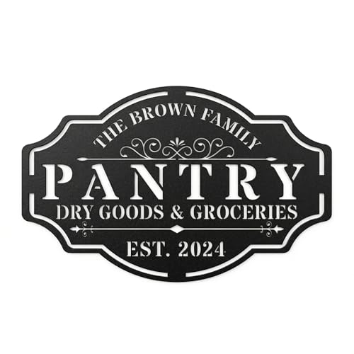Personalized Pantry Signs Wall Decor Metal Kitchen Signs for Door Rustic Modern Farmhouse Style Hanging Art Housewarming Gift for Home Restaurant Coffee Shop Store