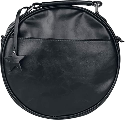 Lost Queen Pentagram Handbag Round - Gothic Crossbody Purse - Black Faux Leather Bag3