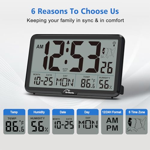 WallarGe Atomic Wall Clock with Backlight, Battery Operated - Image 5