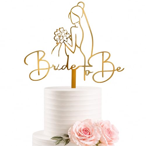 Elegant Gold Bride to Be Cake Topper Acrylic Wedding Decoration She Said Yes Cupcake Muffins Table Decoration Bridal Shower Party Supplies Proposal Engagement Sweet Treats Tableware