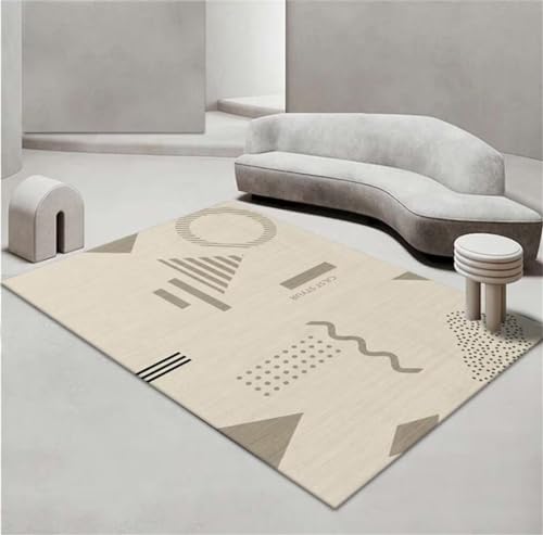 Tapis design minimaliste moderne couleur sable 200x250cm pour salon chic