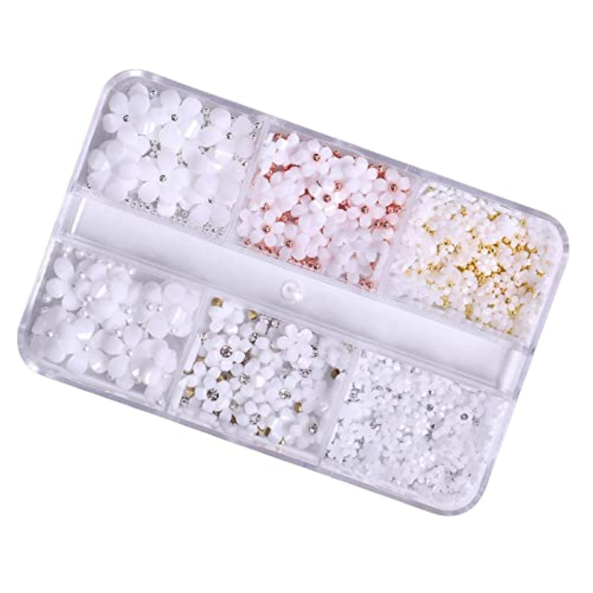 Mixed 3D Flower Nail Charms for Nail Crafts, 6 Grids