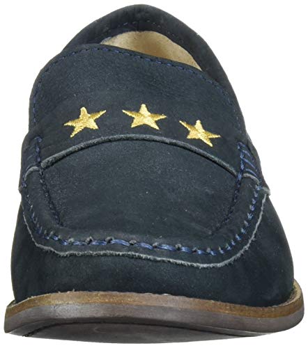 Marc Joseph New York Unisex Leather Loafer With Gold Embroidered Star, Navy Nubuck, 1.5 M Us Little Kid #TOP1