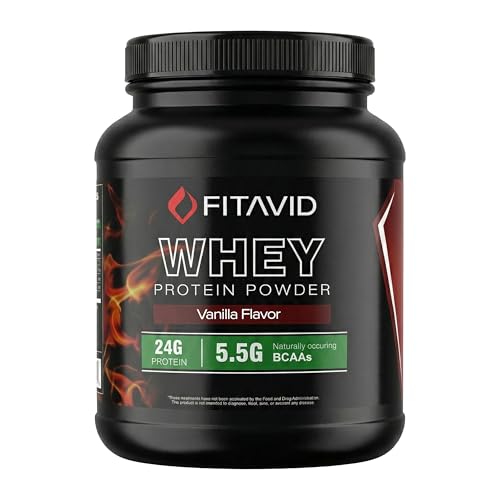 Image of Whey Protein Powder - 24g Protein, 5.5g BCAAs, Whey Isolate Blend, Low Sugar Protein Powder for Muscle Recovery & Lean Muscle, Post Workout Protein, 2 lb, 30 Servings (Vanilla)