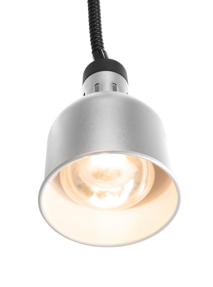 HENDI Lampada termica regolabile in altezza, cilindrica, lampada da cucina per riscaldare gli alimenti, lampada a infrarossi, 230V, 250W, ø175x(H)250mm, alluminio argento