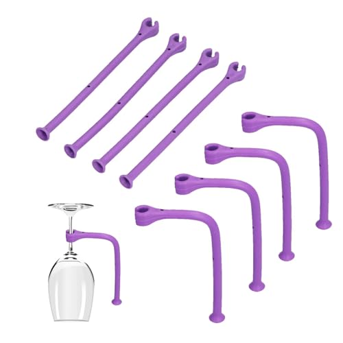 8Pcs Silicone Wine Glass Holders for Dishwasher, Universal Stemware Protector Dishwasher Safe Goblet Stabilizer Tether to Prevent Breakage Flexible Clamp Fits All Dishwasher Racks