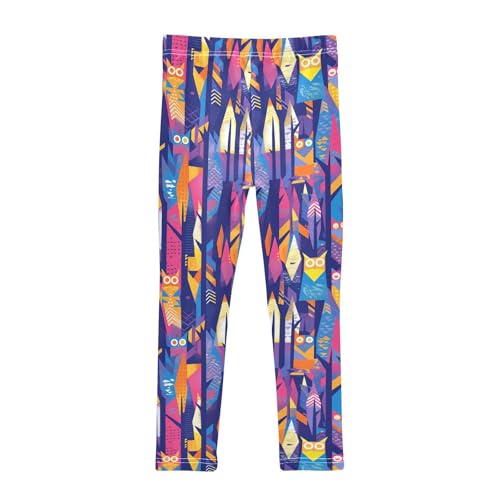 KLL Cute Colorful Owls and Trees Toddler Baby Girl Cotton Leggings Stretchy Full Length Dance Pants Running2