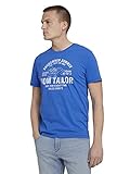 Mit Flatlock im Regular-Fit TOM TAILOR Herren 1026057 Logo T-Shirt, 20587-Victory Blue, 3XL