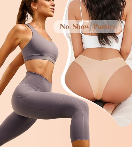 Image of Beafulrab Women Seamless Underwear Soft No Show Stretch Bikini Invisibles Hipster V Cut Panties 6 pack