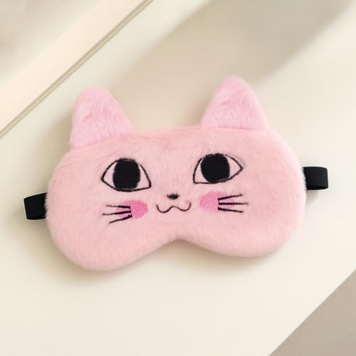 Image of Jenna Sleeping Eye Mask for Sleeping for Women Sleep Mask Blind Fold Eye Cover for Sleep Soft Plush Frog Eye Mask for Kids and Adults Eyemask Lightweight & Durable (FurTomcatPink-Gel)