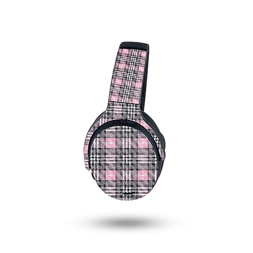 Image of MightySkins Carbon Fiber Skin Compatible with Skullcandy Crusher ANC 2 - Pink Plaid | Protective, Durable Textured Carbon Fiber Finish | Easy to Apply