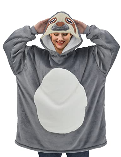Vavalad HUISLOTH Sloth Wearable Blanket Sweatshirt Sherpa Hoodie Tv-Blanket thumb #2