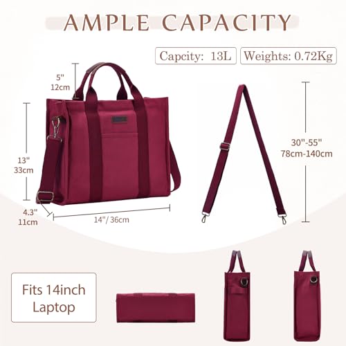 Image of VASCHY Canvas Tote bag, Casual Reusable Work Totes for Women Teachers with Zippers Pockets Crossbody Shoulder Bag Purse