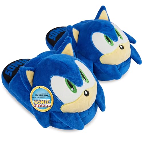 Get Trend Sonic Slippers for Boys US 11.52.5 Plush Fuzzy House Shoes Kids Character Slippers Indoor Wear Comfy Footwear Gifts for Boys (2/2.5 US Blue Sonic)