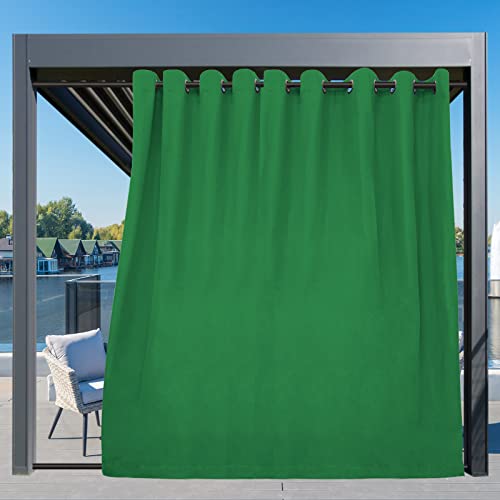 Image of Easy-Going Outdoor Curtains for Patio 1 Panel, 150x84 inch, Green | Waterproof, Windproof, Weatherproof Privacy Outdoor Curtains for Cabanas Porches and Pergolas, Grommet Top and Tab Bottom