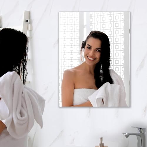 Image of Rectangular Frameless Wall Mirror - Modern Decorative Mirror for Bathroom, Bedroom & Entryway. (18 X 24)