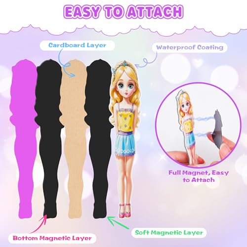 Magnetic Dress Up Dolls for Girls - Princess Magnet Paper Dolls Book with 3D City Buildings - Travel Car Trip Quiet Book Game Toys Easter Birthday Gifts for Kids Toddlers Ages 3 4 5 6 7(Style A)