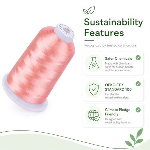 Image of Simthread 5500Yds /5000M 40WT Polyester Embroidery Thread Fresh Pink 124 | High-yardage 5000M spool offers smooth feeding and stable 40WT polyester thread for home and commercial embroidery machines.