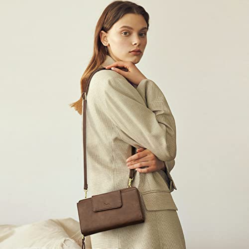 Image of S-ZONE Women Travel Wallets RFID Blocking Leather Wristlet Clutch Crossbody Purse Passport Document Credit Card Holder