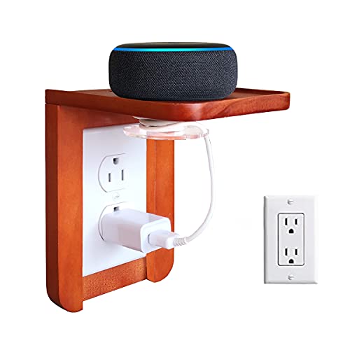NIUXX Wall Outlet Shelf with Magnetic Cord Management, Wooden Bathroom Outlet Shelf with 2 Outlet Covers, Ideal for Echo Alexa, Smart Home Speakers, Toothbrush, Space-Saving Wall Stand Accessories NIUXX Wall Outlet Shelf with Magnetic Cord Management, Wooden Bathroom Outlet Shelf with 2 Outlet Covers, Ideal for Echo Alexa, Smart Home Speakers, Toothbrush, Space-Saving Wall Stand Accessories