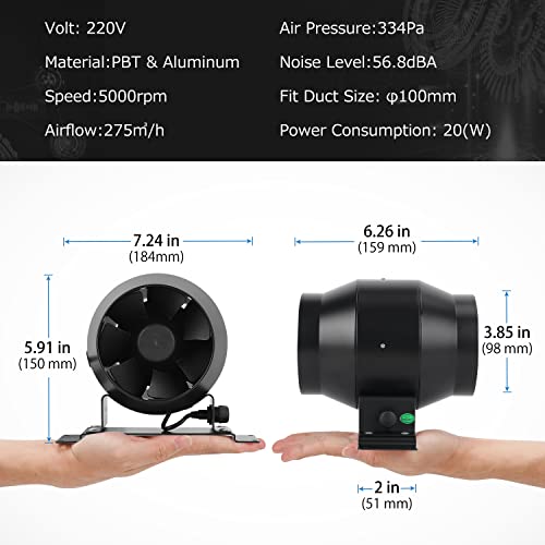 image for DUCTURBO 4 Inch Inline Duct Fans, 160 CFM Ventilation Exhaust Fan Idea