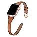 Produktbild WFEAGL Kompatibel mit IWatch Armband 38mm 40mm 42mm 44mm, Mehrfache Farben Slim Leather Ersatzband mit Edelstahl-Verschluss für IWatch Serie 5/4/3/2/1(38mm 40mm,Braun+RoséGold Adapter)