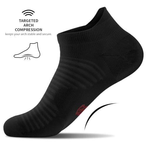 Image of Ankle Compression Socks Men & Women with Arch Support for Running 6 Pairs | Low Cut Ankle Socks with Tab, Breathable Socks for Walking, Gym, Yoga, Cycling, Travel, or Everyday Wear