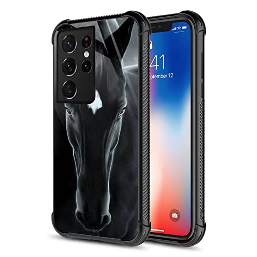 CARLOCA Capa compatível com Samsung Galaxy S21 Ultra, capa preta para Samsung Galaxy S21 Ultra design gráfico à prova de choque antiarranhões capa de proteção contra quedas