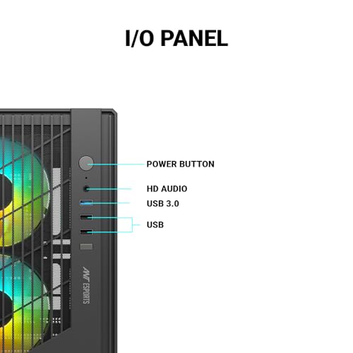 Image of Ant Esports 120 Air Mini M-ATX Computer Case /Gaming Cabinet - Black | Support M-ATX, M-ITX | Pre-Installed 3 Static RGB Fans