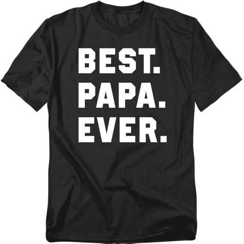Popfunk Best Papa Ever T Shirt Tee for Men Unisex Adult Black Large