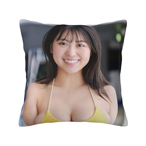 福井梨莉華 3 枕カバー抱き枕カバーファッション45 x 45 cm部屋装飾両面正方形の部屋プレゼントルーム装飾車隠しファスナー クッション 18x18in