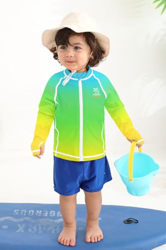 Image of BesserBay Baby Toddler Kids Rashguard Top UPF 50+ Long Sleeve Swim Shirt Zip Up Thumb Holes UV Jacket 12 Months-6 Years