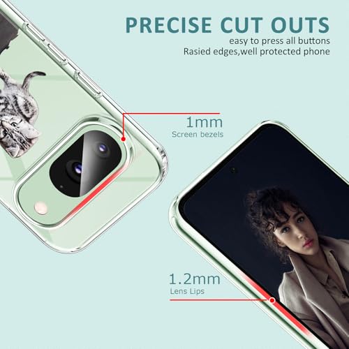 Coque silicone Google Pixel 9 Pro fine chat tigre protection intégrale
