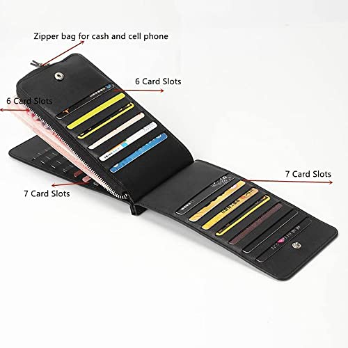 Wallet, Long Wallet,Womens Wallet,Money Clip Wallet,Multifunctional Long Wallet with 26 Cards Slots Women Zipper Pocket Leather Credit Card Holder Bifold(Pink)2