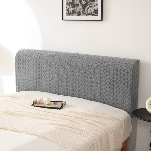 Image of HOMETHREADS Stretchable Lycra /Velvet Headboard Cover | Soft, Dust-Proof & Wrinkle-Resistant Bed Back Protector | Fits Leather, Wooden & Fabric Bedsides |for 5ft to 5.5ft Beds | (Grey, 150x65cm)