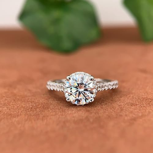 2 Carat Moissanite Engagement Ring 2ct Round Cut Moissanite Rings Round Cut Halo Engagement Ring for Women4